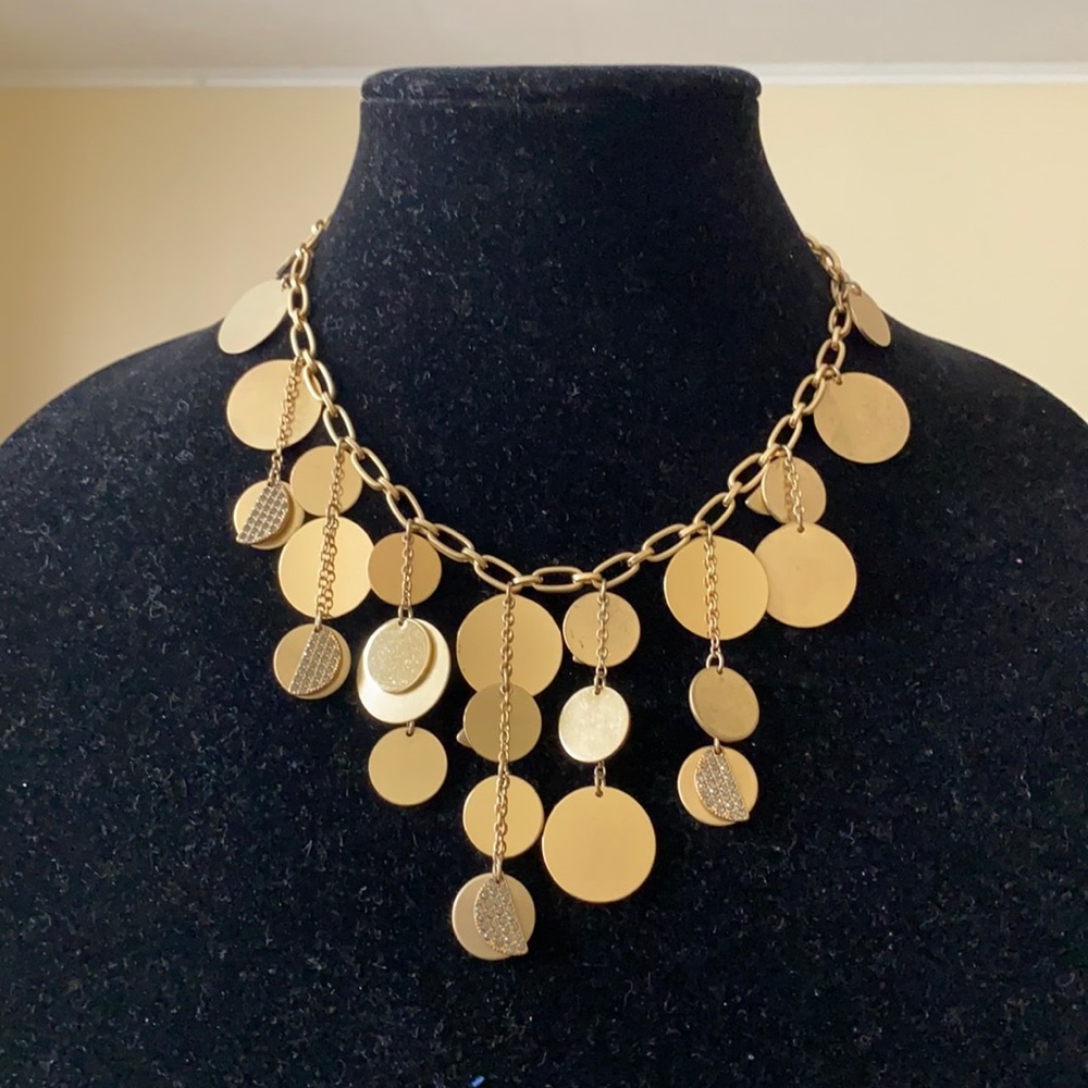 3 for $20 Sale: Kenneth Cole Gold Disc Fringe Statement Necklace
